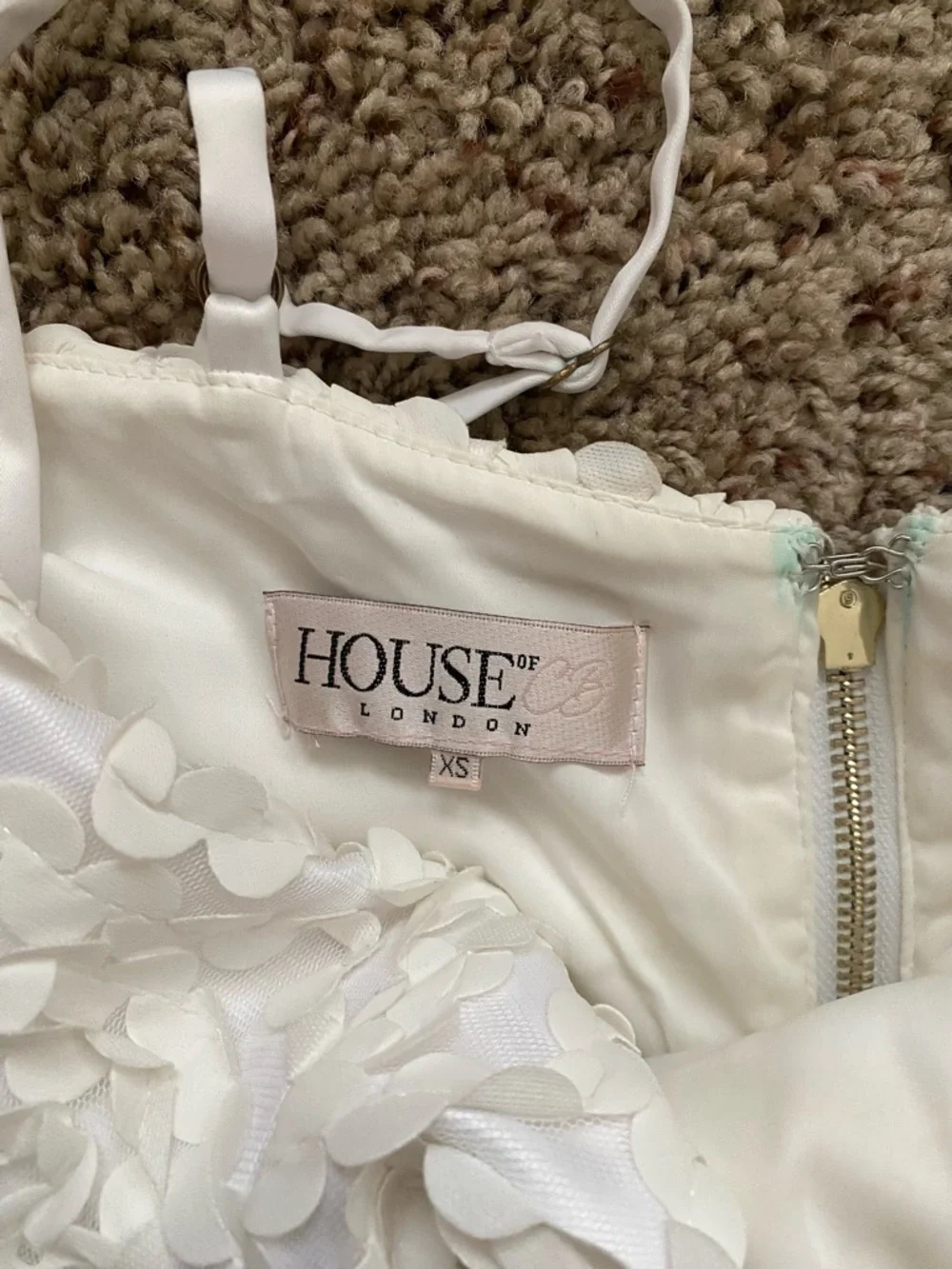 House of CB London White Floral Appliqué Spaghetti Strap Dress - Picture 4 of 6